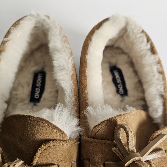 Lands\'End Men\'s Shearling Lined Suede Indoor Outdoor Moccasin Slippers Size 9D main image 10